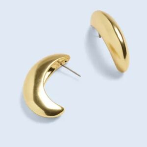 Madewell Sculptural Crescent Statement Earrings. Vintage Gold. New